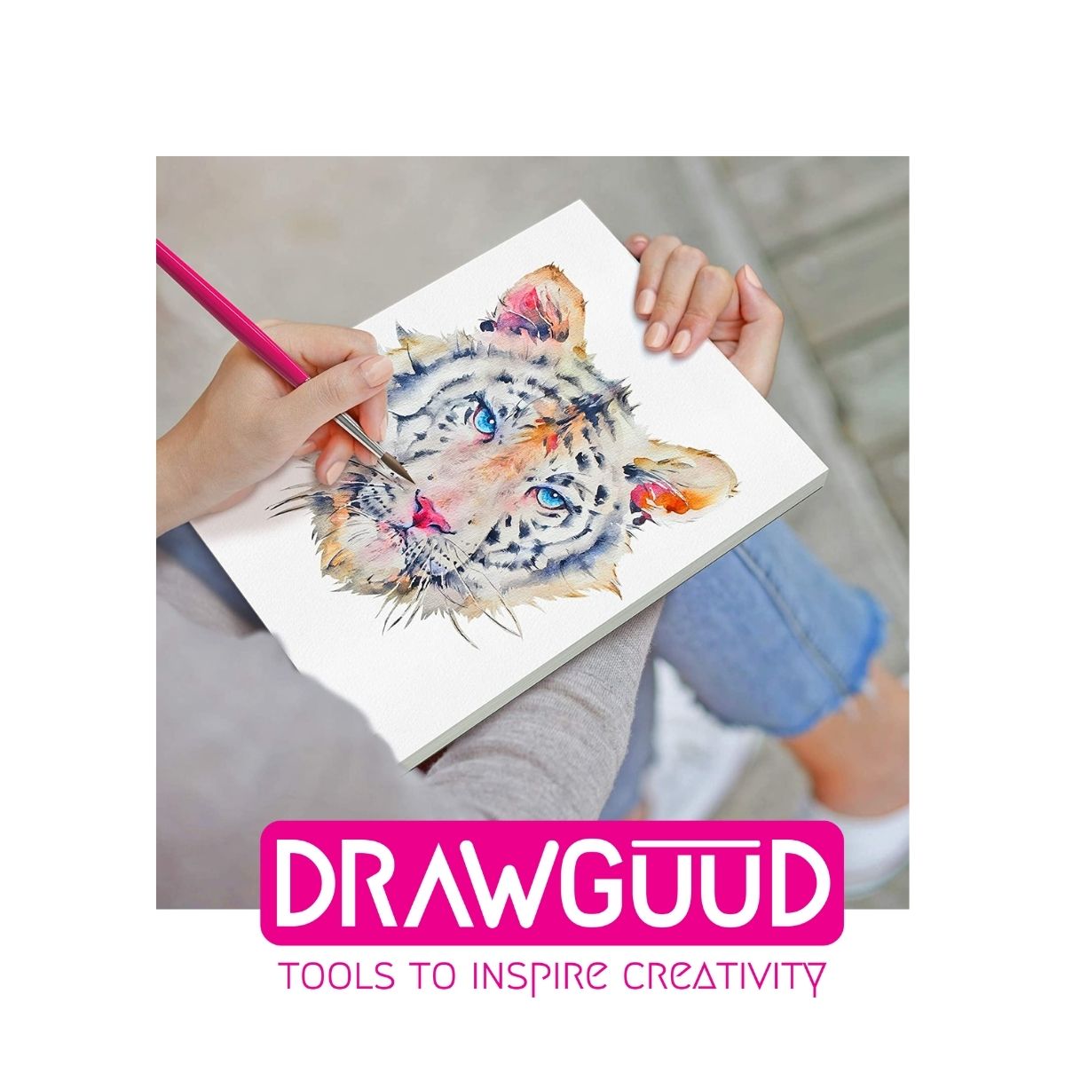 DRAWGUUD Paquete de 2 250 GSM Papel de acuarela 10 hojas POR paquete 10+10 = 20 hojas, blanco