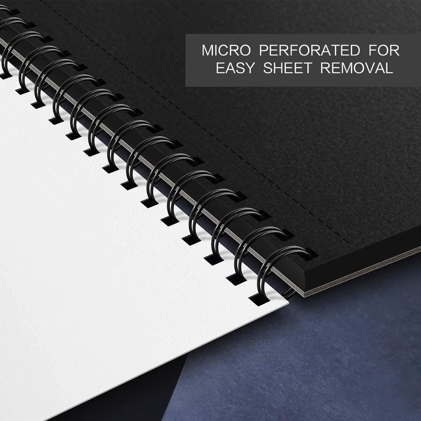 DRAWGUUD BLACK ROUGH PAPER 200 GSM 12 SHEETS WIRO BOOK, BLACK