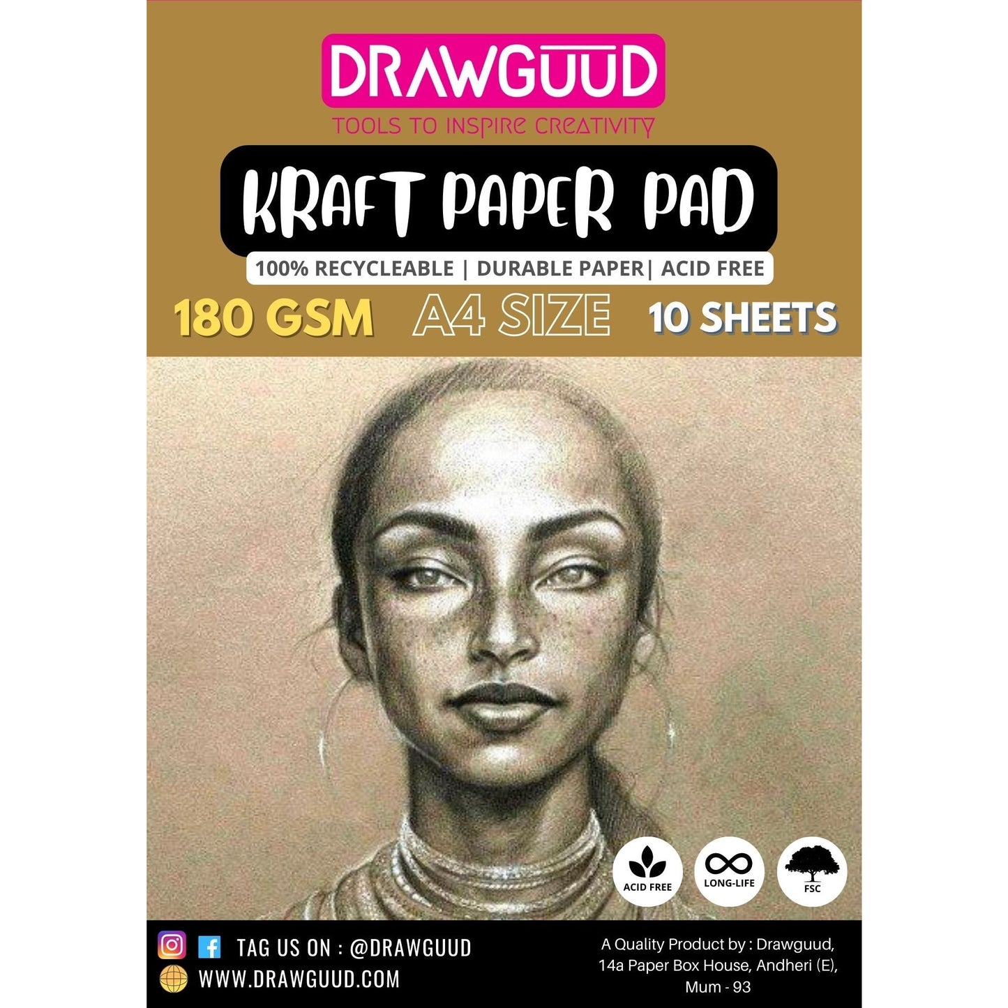 DRAWGUUD KRAFT PAPER 180 GSM GLUE PAD