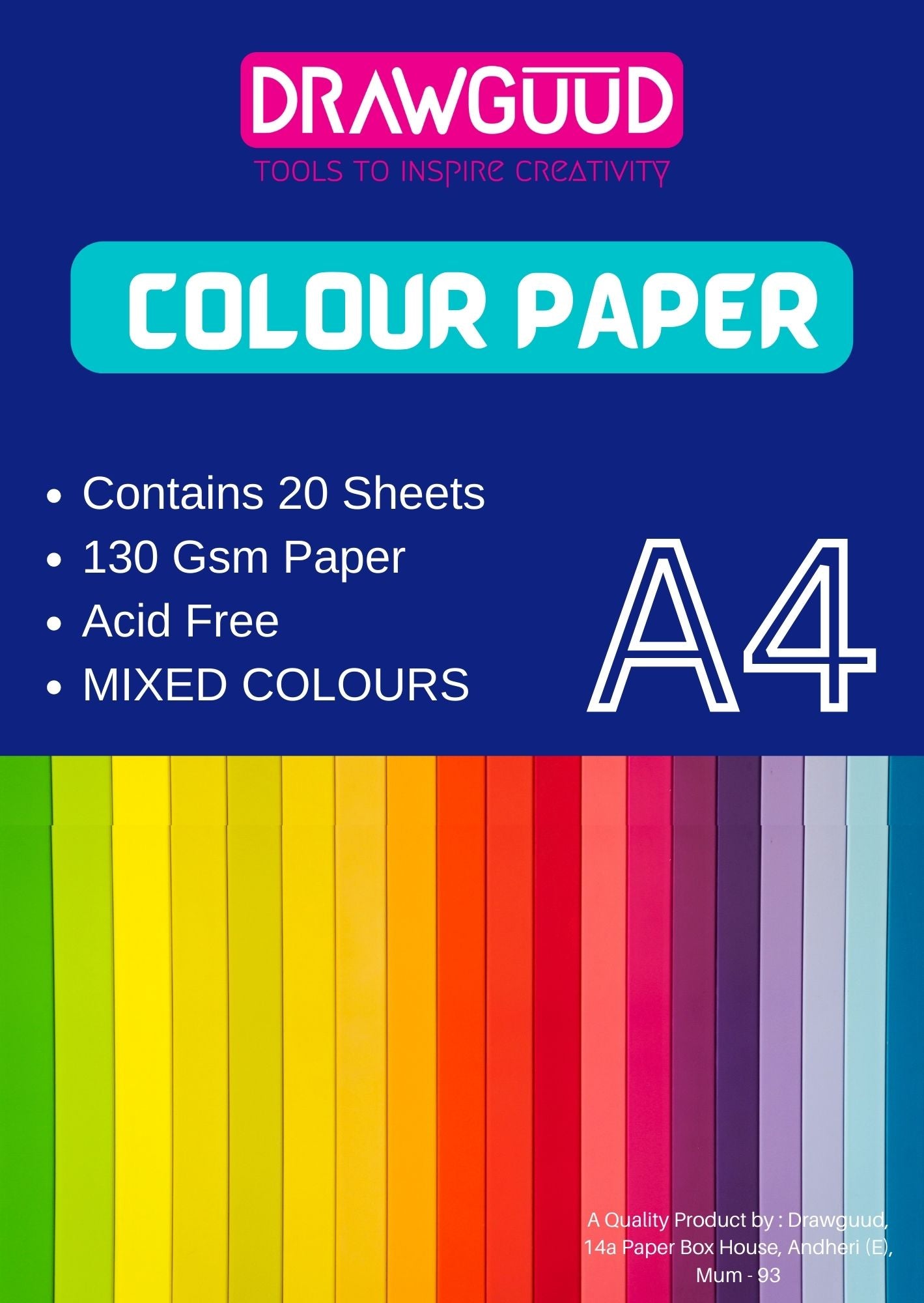 DRAWGUUD MIXED COLOURS 130 GSM LOOSE SHEETS