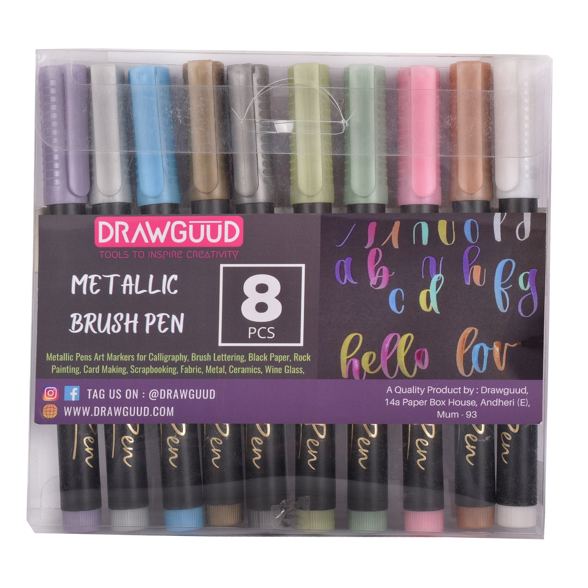 DRAWGUUD Double Line Outline Pens, 8 Glitter Color Self-Out Metallic  Markers Gift Cards Drawing Writing Pens, Shimmer Paint Pen for Kids  Journal