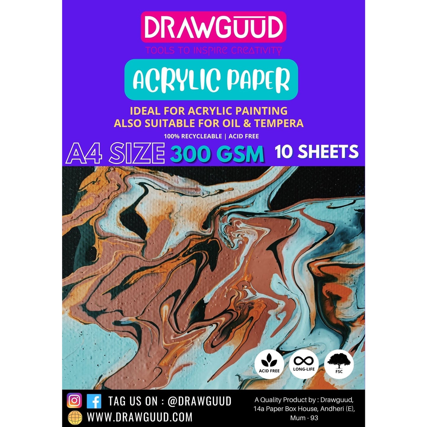 DRAWGUUD ACRYLIC PAPER 300 GSM GLUE PAD