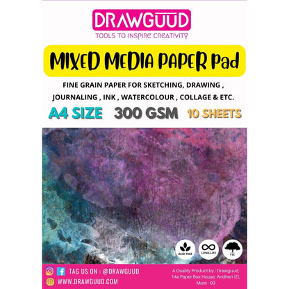 DRAWGUUD MIXED MEDIA PAPER 300 GSM GLUE PAD