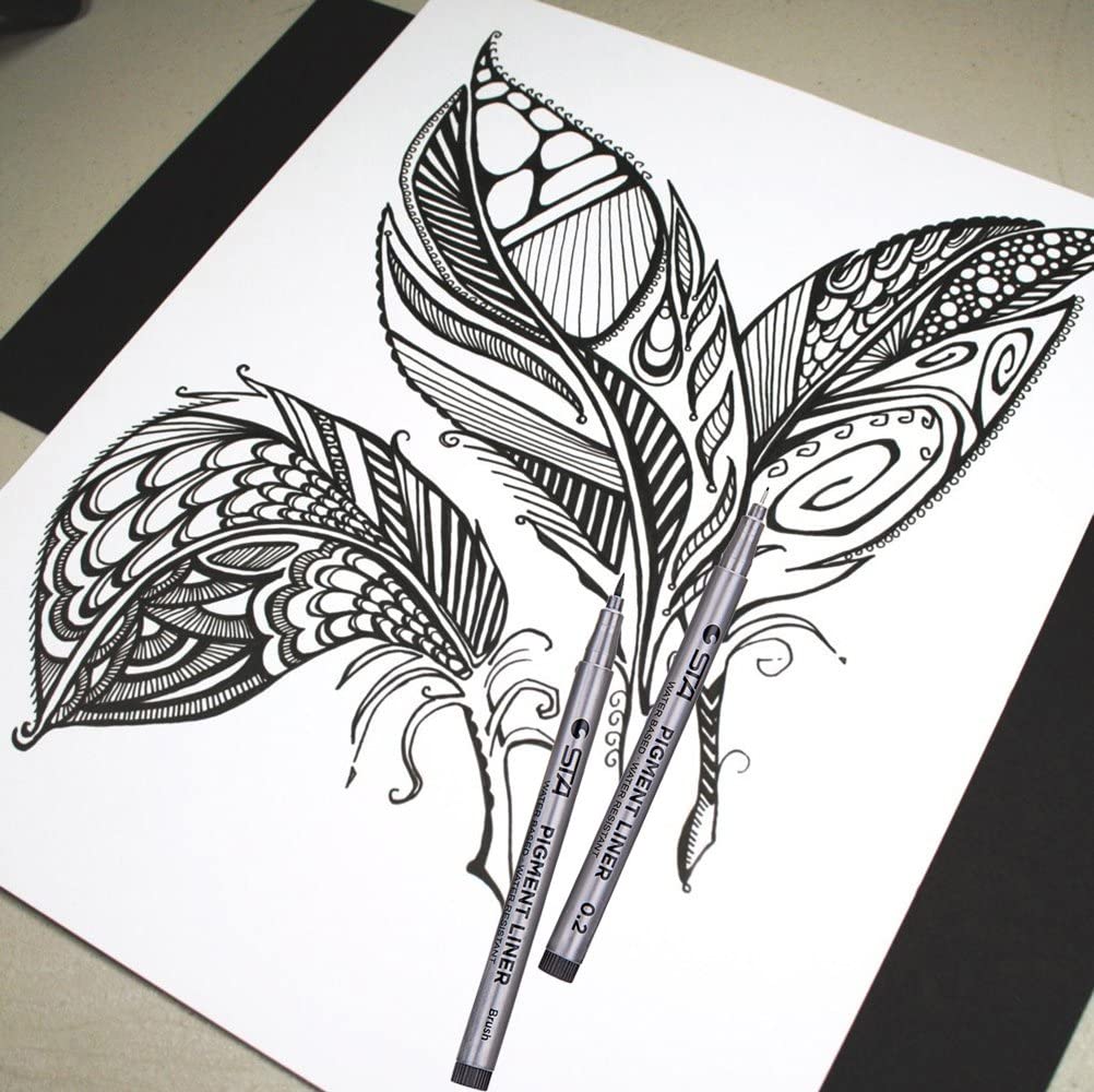 DRAWGUUD Set of 9 Black Micro-Pen Fineliner Ink Pens - Waterproof Archival ink, Multiliner - Sketching, Anime, Artist Illustration, Technical Drawing, Office Documents, Scrapbooking