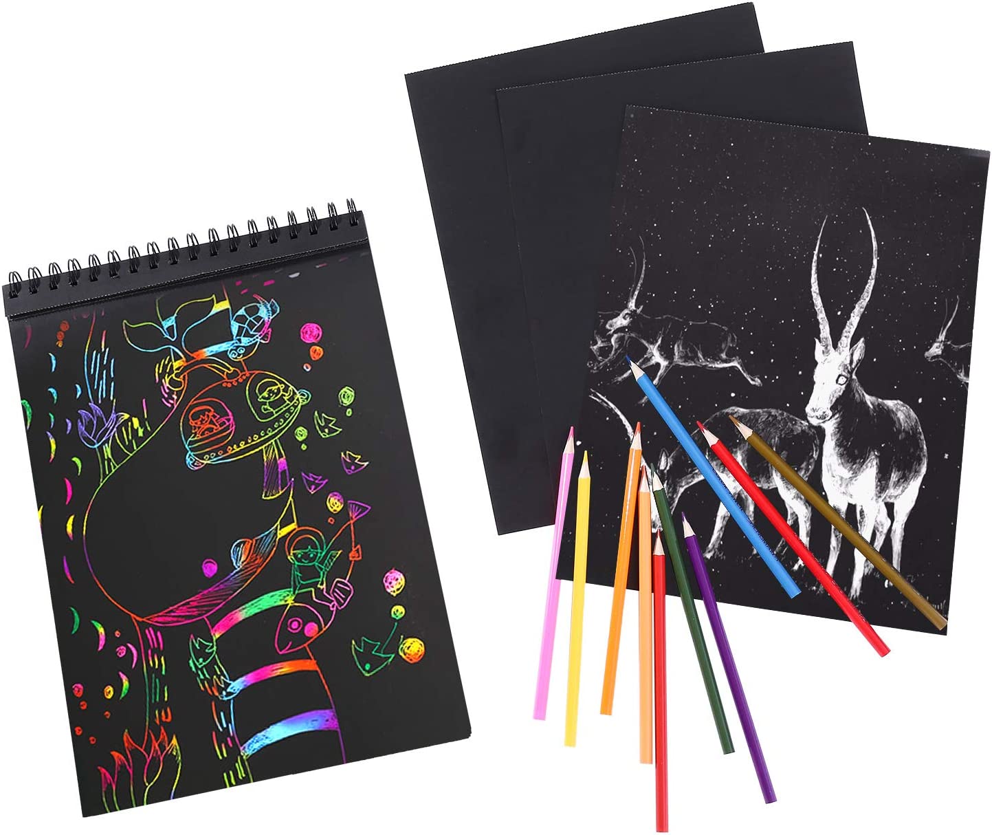 DRAWGUUD BLACK ROUGH PAPER 200 GSM 12 SHEETS WIRO BOOK, BLACK