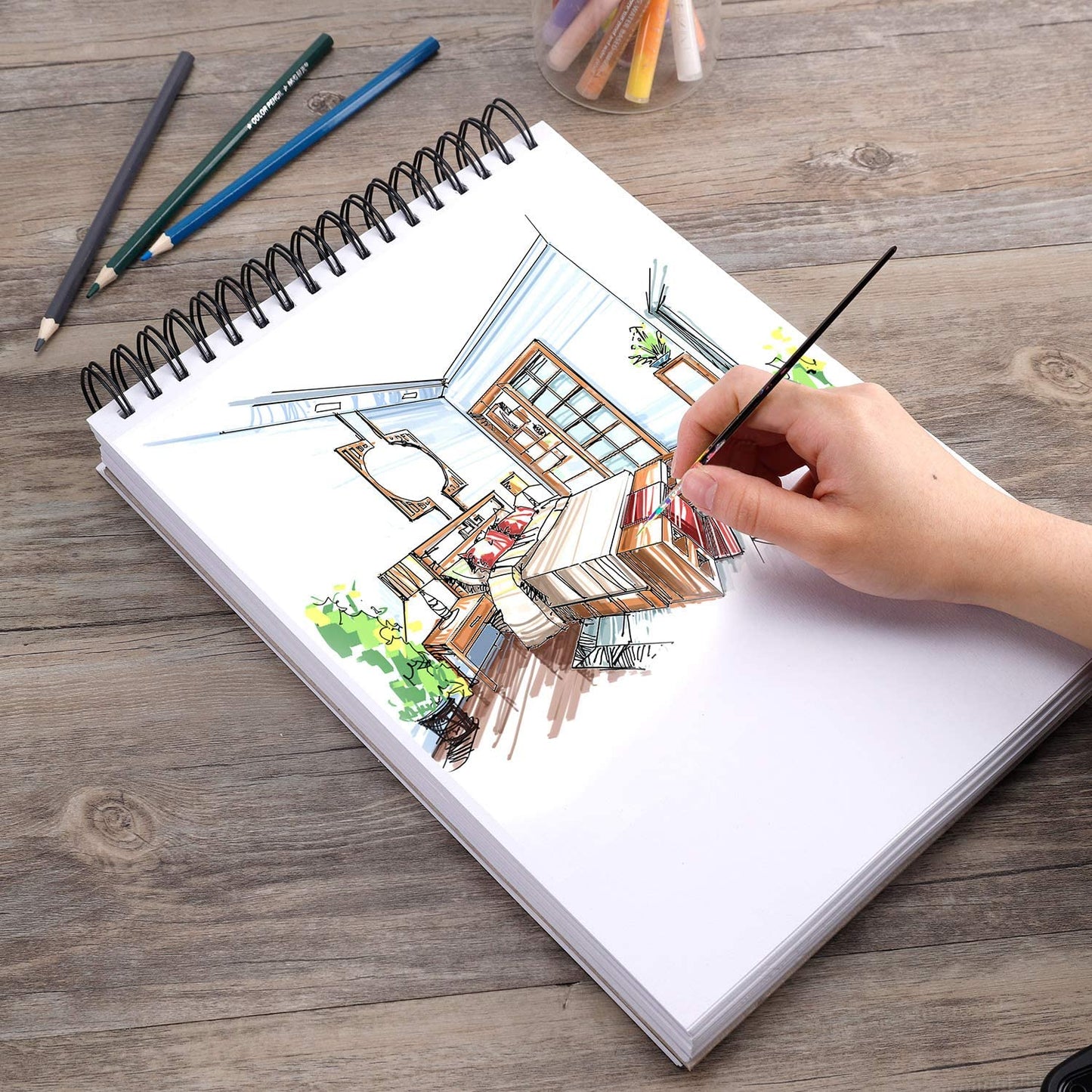 DRAWGUUD WATERCOLOUR PAPER 380 HEAVY TEXTURE GSM WIRO BOOK | WHITE