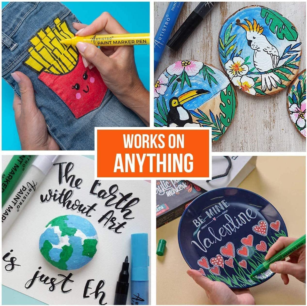 Discover how easy to draw with Artistro paint marker pens on rocks, paper,  ceramic and glass. 