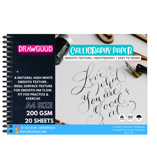 DRAWGUUD 200 GSM CALLIGRAPHY PAPER , WIRO BOOK | SMOOTH SURFACE