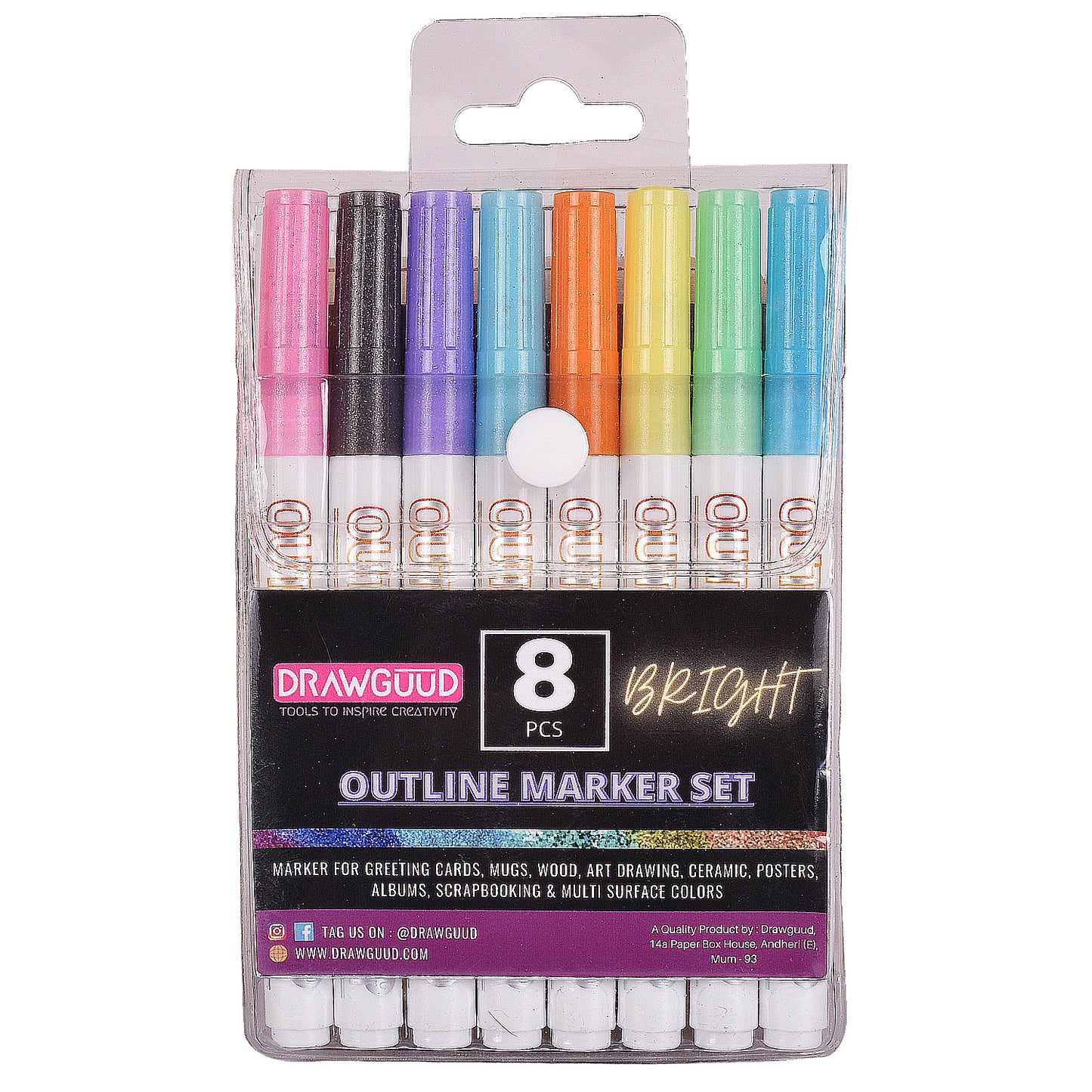 8 Colors Metallic Double Lines Art Markers Out Line Pen - Temu