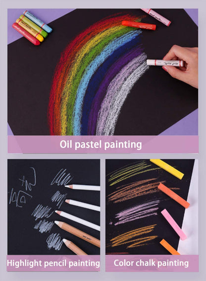 DRAWGUUD Pack de 2 PAPEL TEXTURA NEGRO 180 G/M2 PARA PINTAR, HOJAS SUELTAS
