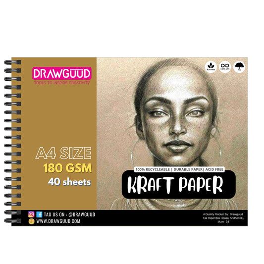 DRAWGUUD KRAFT PAPER 180 GSM WIRO BOOK, KRAFT SHADE