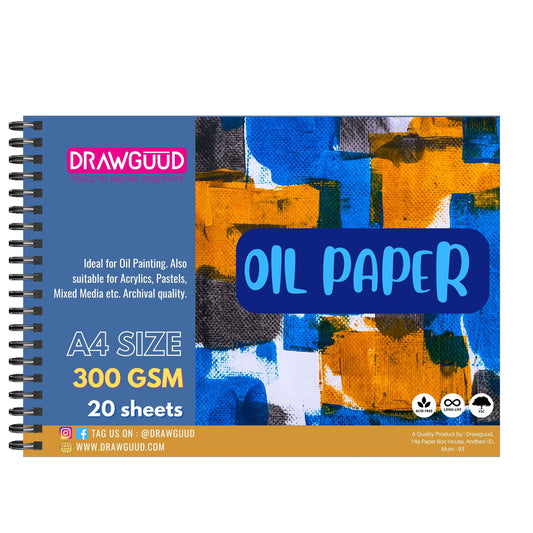 DRAWGUUD OIL PAINTING PAPER 300 GSM WIRO BOOK ,WHITE
